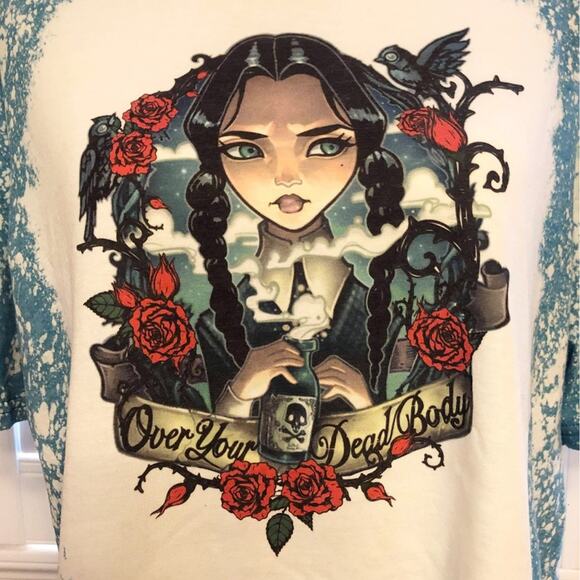 Addams Family Sublimated Bleach Dye Handmade Graphic Tee - Picture 5 of 5